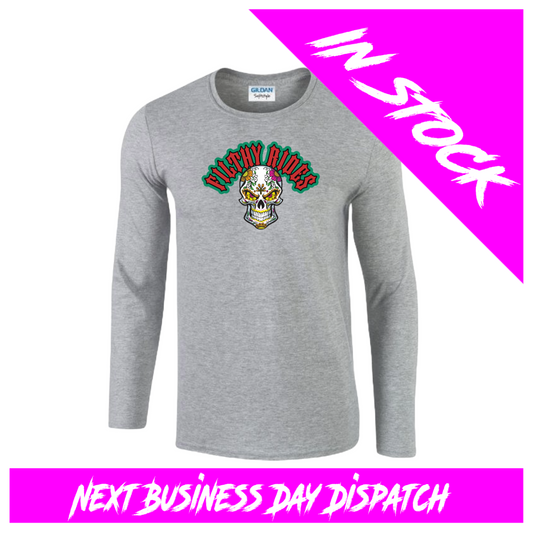 IN STOCK - Sugar Skull Sport Grey Long Sleeve - Size Large