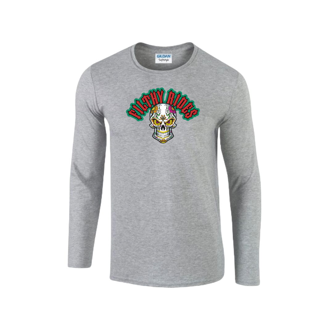 IN STOCK - Sugar Skull Sport Grey Long Sleeve - Size Large