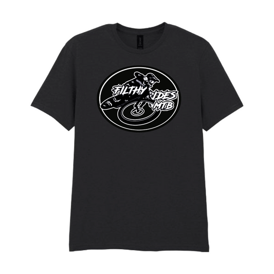 IN STOCK - RIDER T-SHIRT - BLACK + WHITE LARGE / 2XL