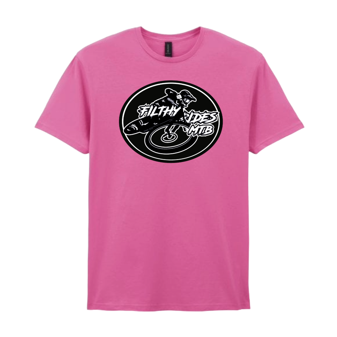 IN STOCK - RIDER T-SHIRT - BLACK + WHITE/ PINK SIZE SMALL