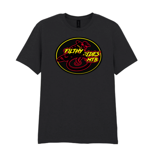 IN STOCK - RIDER T-SHIRT - RED + YELLOW / BLACK MEDIUM
