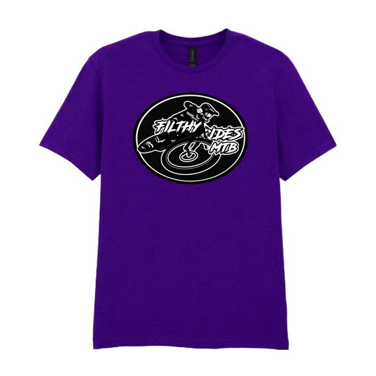 IN STOCK - RIDER T-SHIRT - BLACK + WHITE/PURPLE SIZE SMALL