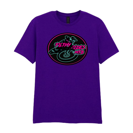 IN STOCK - RIDER T-SHIRT - PINK + TEAL /PURPLE SIZE SMALL