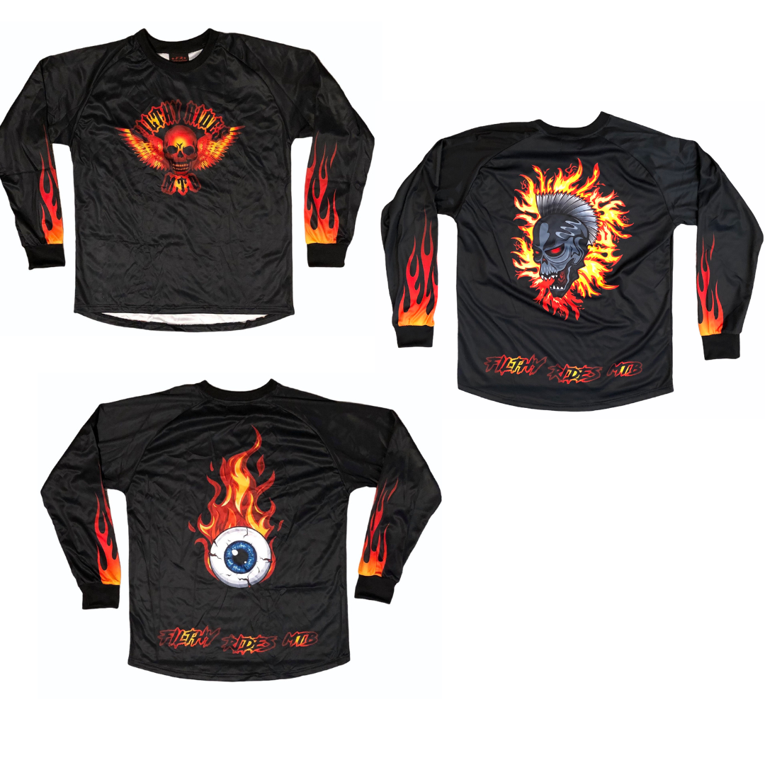 FIRE JERSEYS (PRE-ORDER)- 2 BACK PRINT OPTIONS - LONG OR SHORT SLEEVE