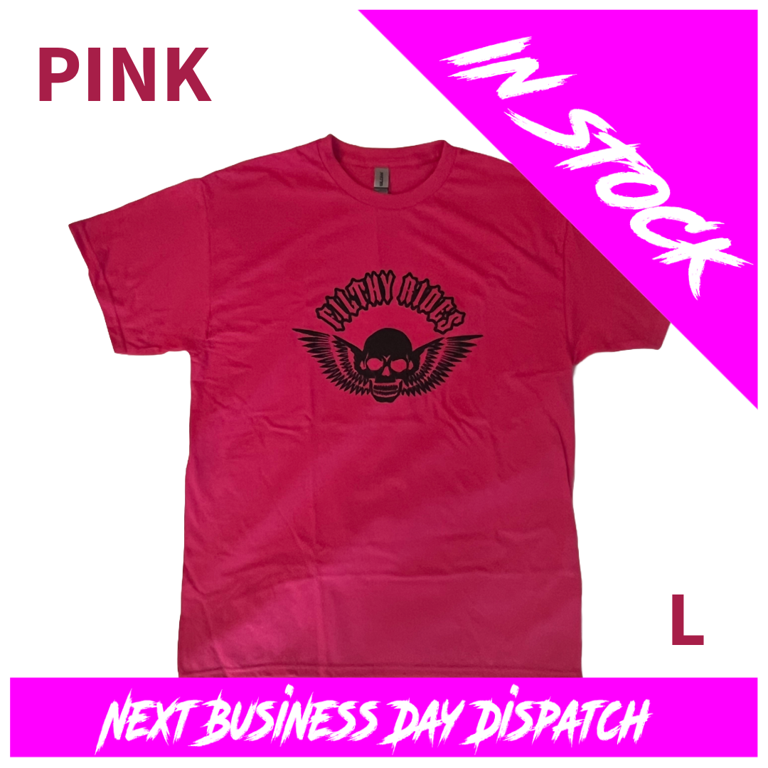 IN STOCK - Pink Skull Wings T-shirt - Size Large