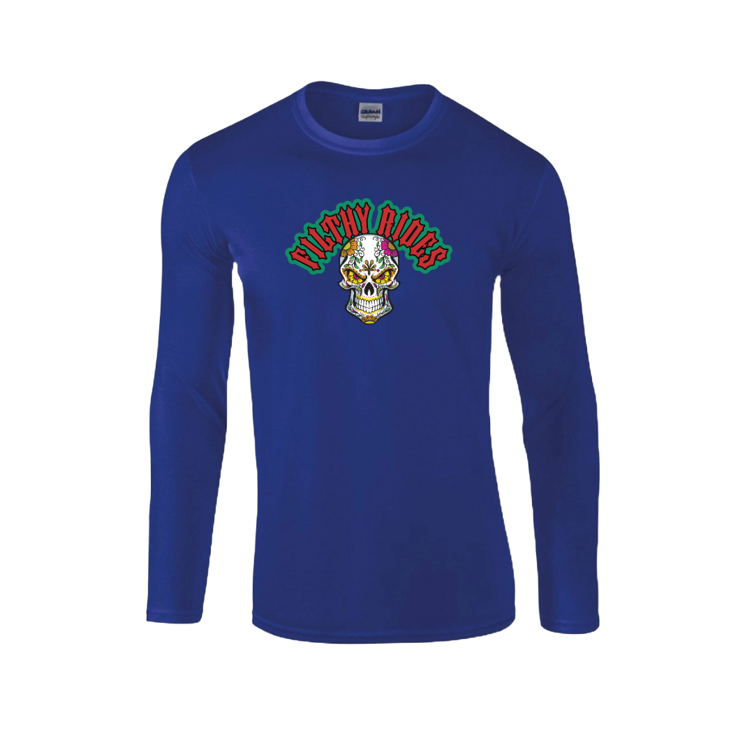 IN STOCK - Sugar Skull Royal Blue Long Sleeve - Size Large