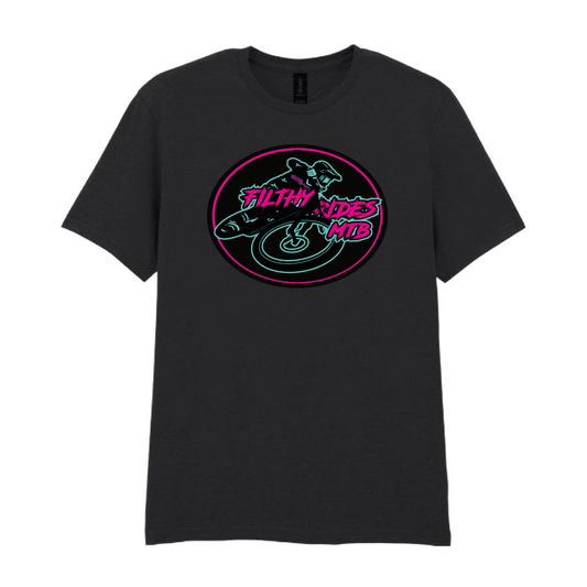 IN STOCK - RIDER  T-SHIRT - PINK + TEAL / BLACK  YOUTH XL / ADULTS MEDIUM / ADULTS 3XL