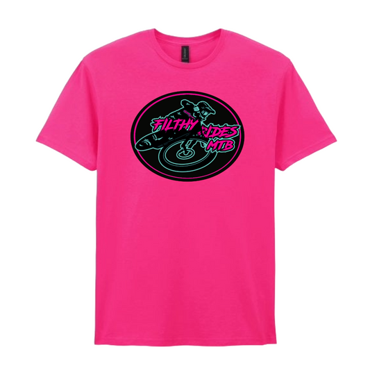 IN STOCK - RIDER  T-SHIRT - PINK + TEAL / PINK SMALL