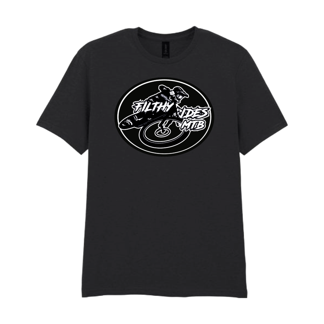 IN STOCK - RIDER  T-SHIRT - BLACK  + WHITE LARGE / 2XL