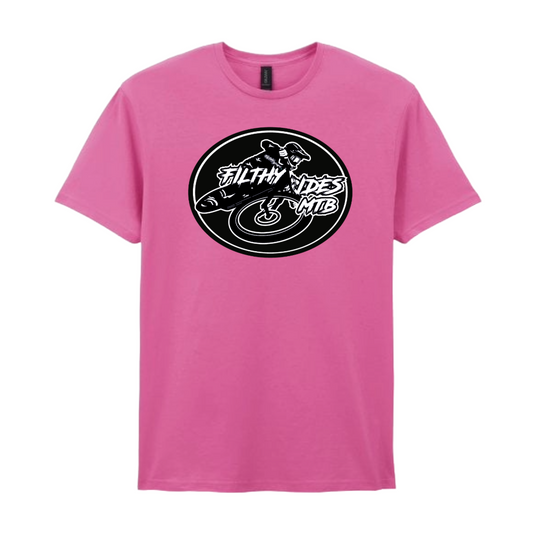 IN STOCK - RIDER  T-SHIRT - BLACK + WHITE/ PINK SIZE SMALL
