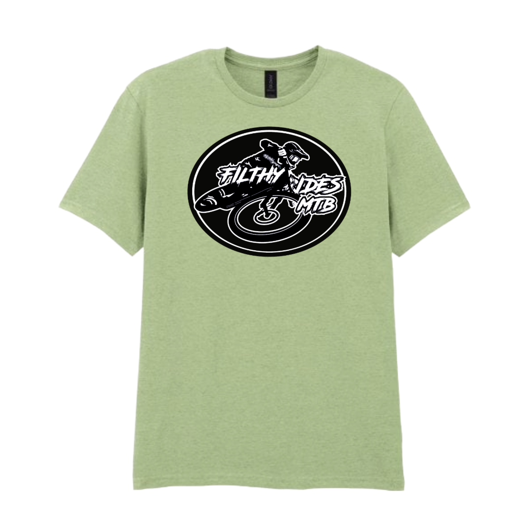 IN STOCK - RIDER  T-SHIRT - BLACK + WHITE/ Pistachio LARGE