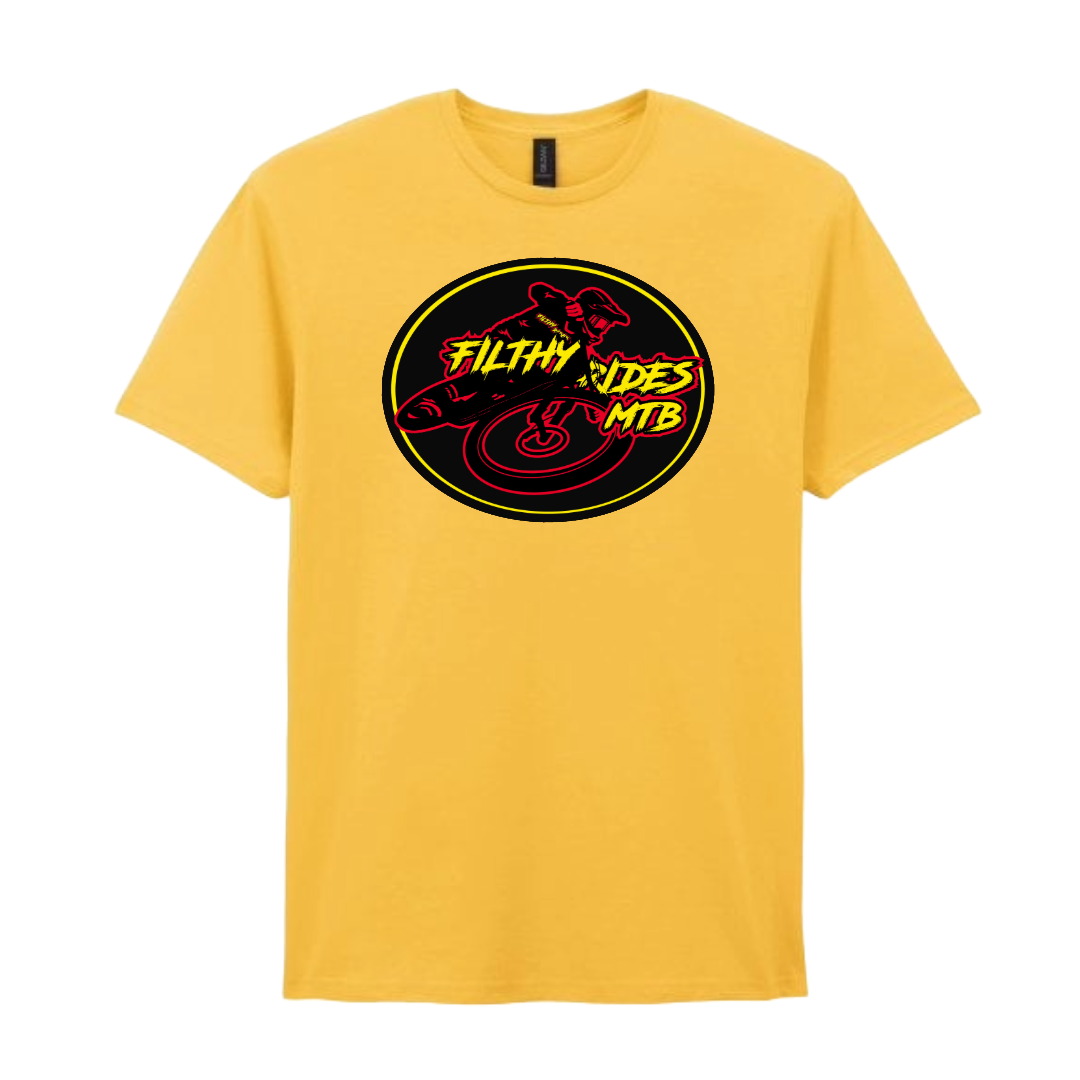 IN STOCK - RIDER  T-SHIRT - RED + YELLOW / YELLOW MEDIUM