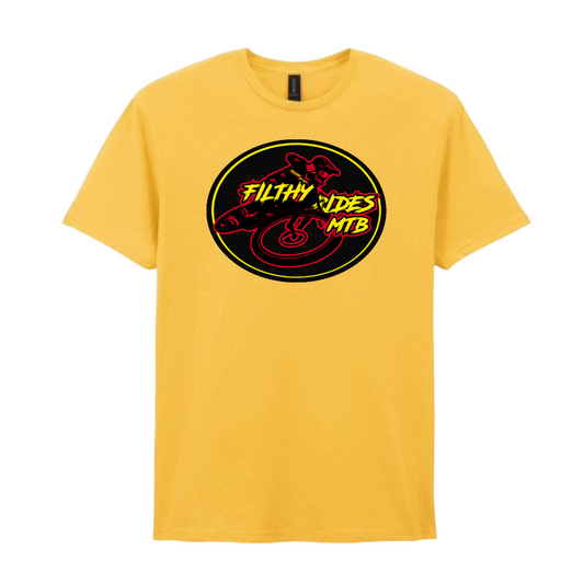 IN STOCK - RIDER  T-SHIRT - RED + YELLOW / YELLOW MEDIUM