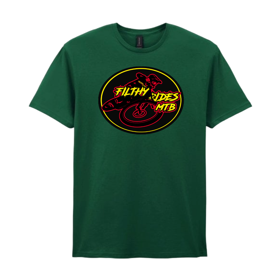 IN STOCK - RIDER  T-SHIRT - RED + YELLOW / GREEN LARGE