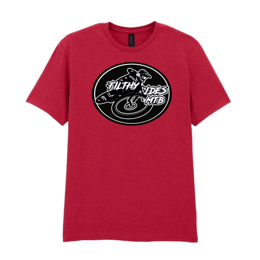 IN STOCK - RIDER  T-SHIRT - BLACK + WHITE / RED LARGE